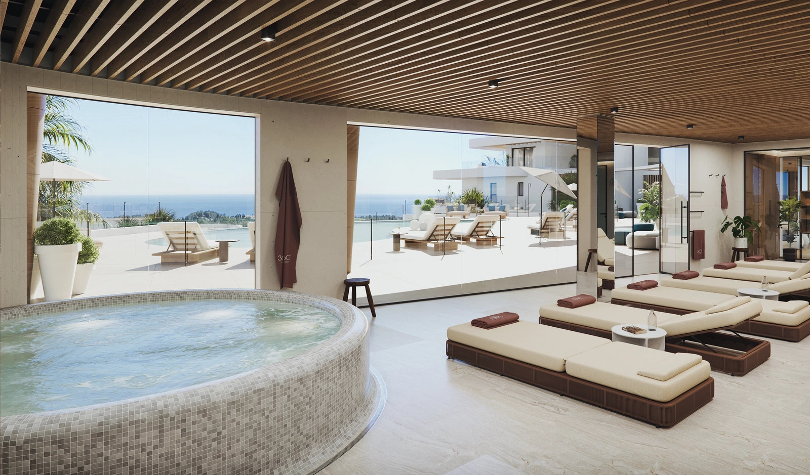 Et rolig velværesenter med spa og boblebad, perfekt for hvile og fornyelse på Costa del Sol.