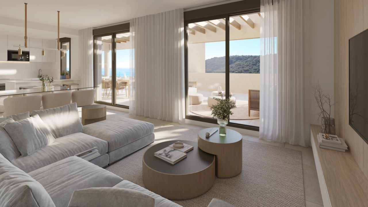 Lyse og luftige oppholdsrom designet for komfort og eleganse.