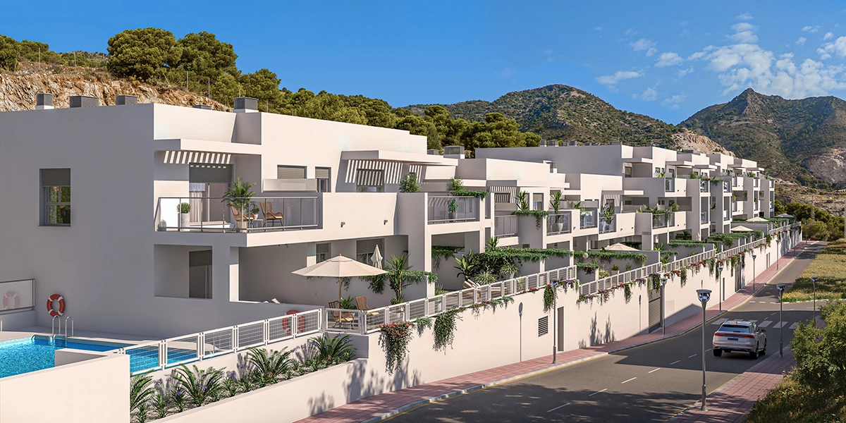 Utviklingens moderne arkitektur, plassert i åsene i Benalmádena.