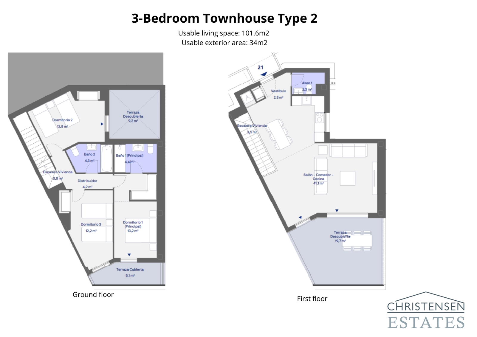Denne planløsningen for et rekkehus med tre soverom tilbyr et usedvanlig romslig stue-, spise- og kjøkkenområde som kobles til en stor utendørsterrasse.