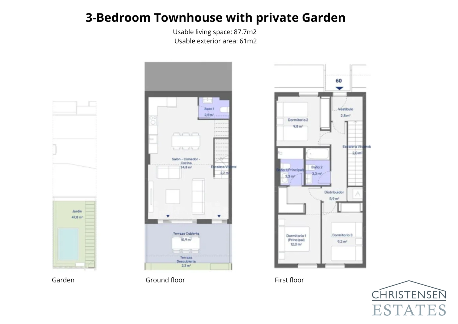 En unik tre-roms boligdesign med en stue i første etasje som strekker seg ut i en betydelig privat hage, ideell for familielivet.