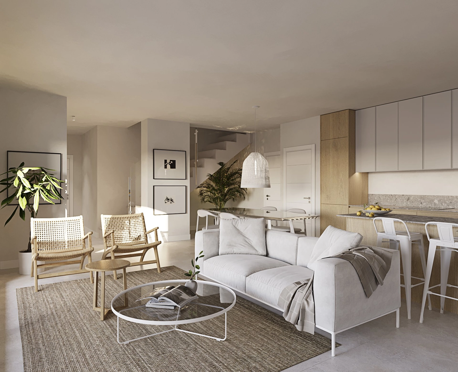 Et lyst og innbydende oppholdsrom designet for komfort og moderne livsstil.