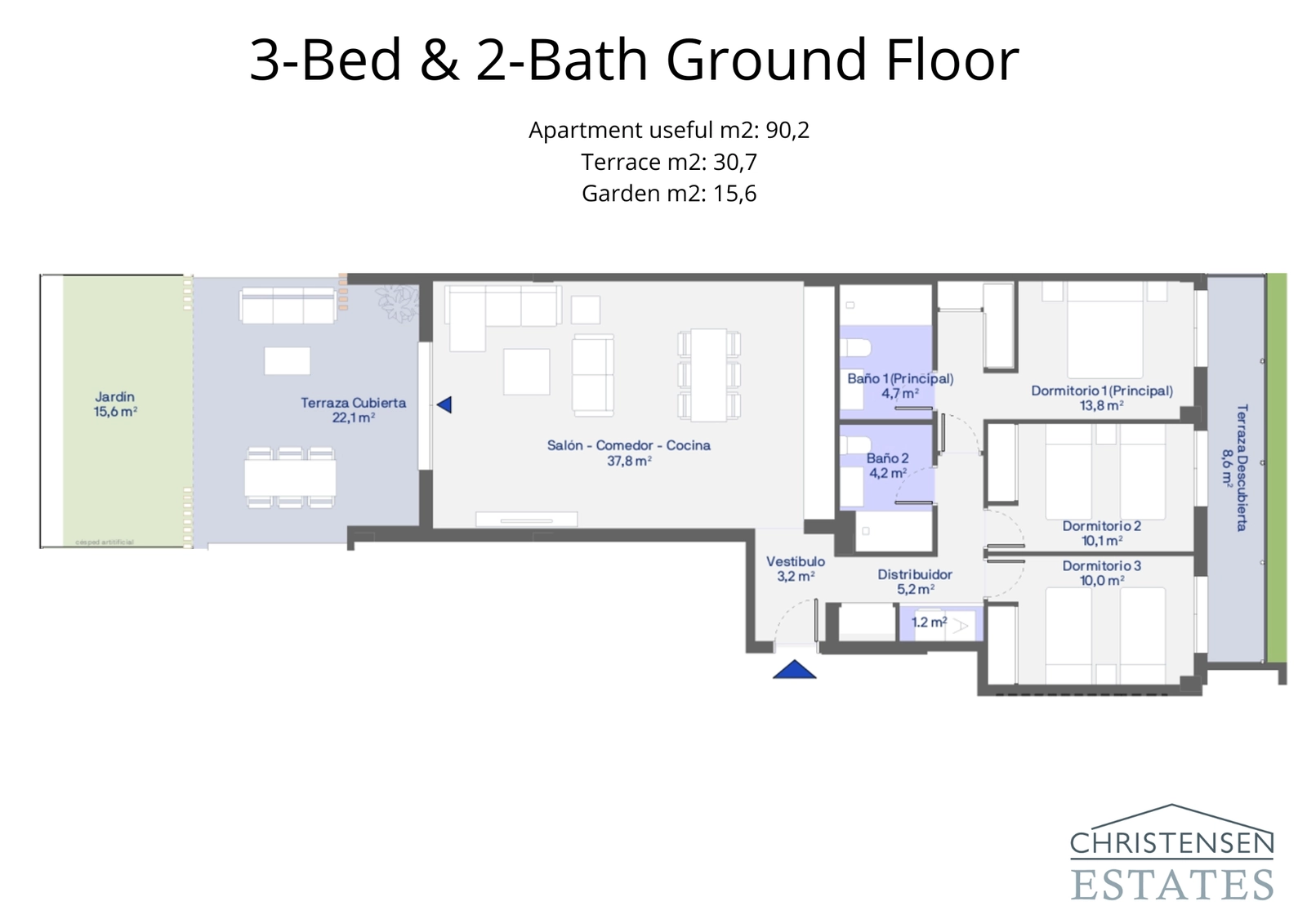 Denne leiligheten med tre soverom på bakkeplan tilbyr et sjenerøst boareal som sømløst flyter ut på en terrasse og hage.