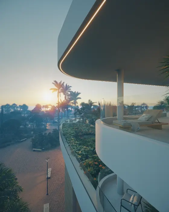 Våkn opp til fantastisk soloppgang over havet fra din private balkong.