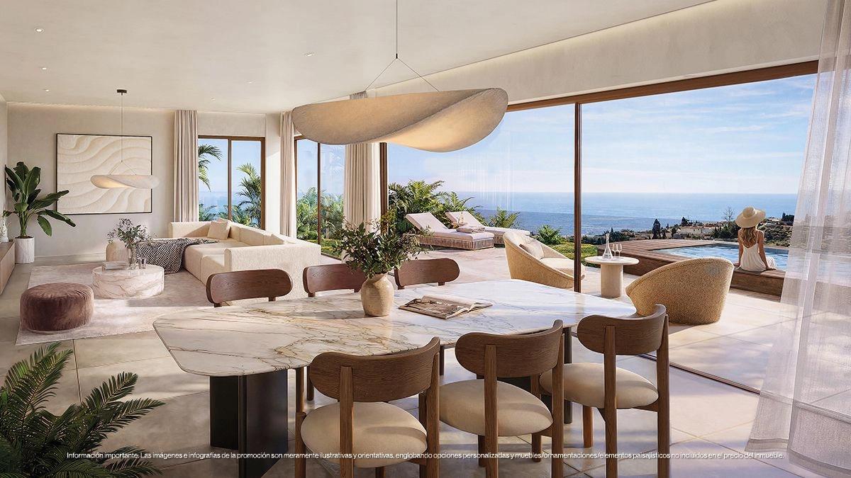 Den åpne spiseplassen er designet for underholdning, og kombinerer elegant design med fantastisk utsikt over havet.