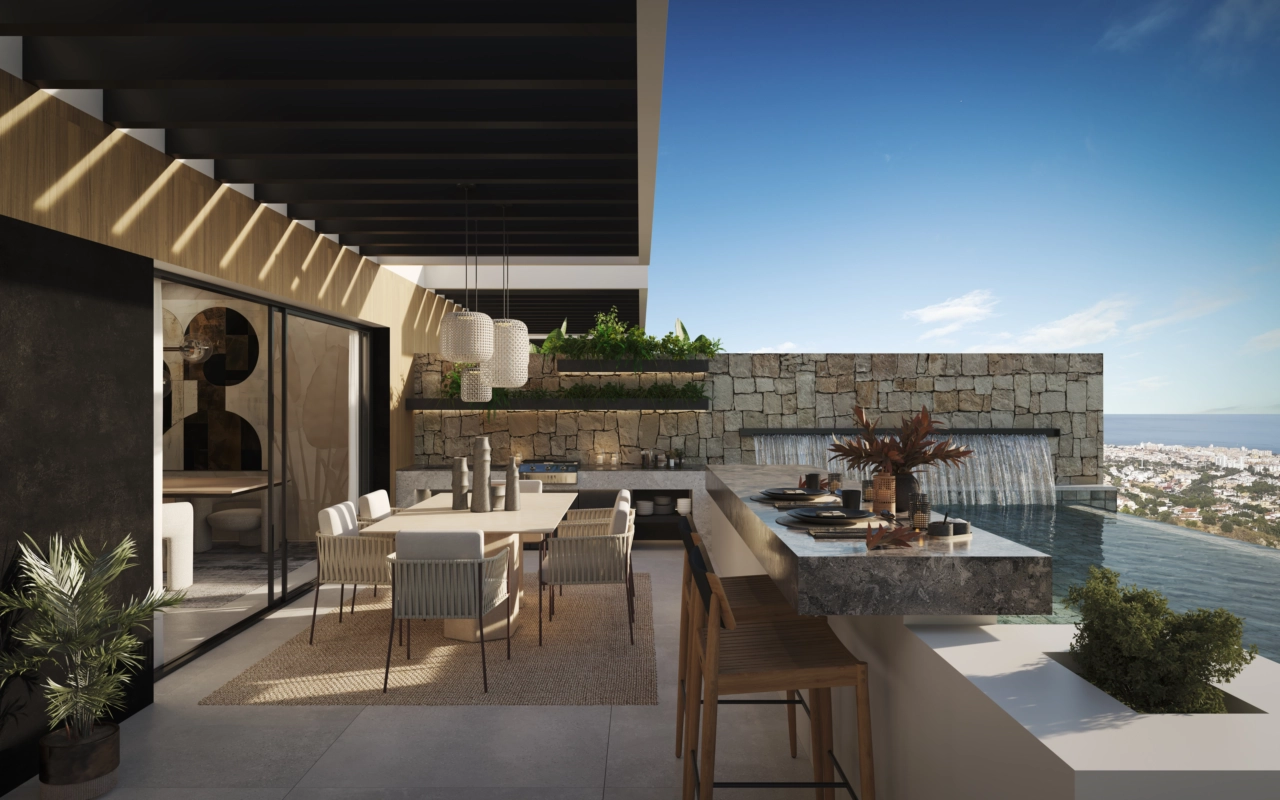 Et utekjøkken og bar gjør det til en sann fornøyelse å underholde venner og familie.