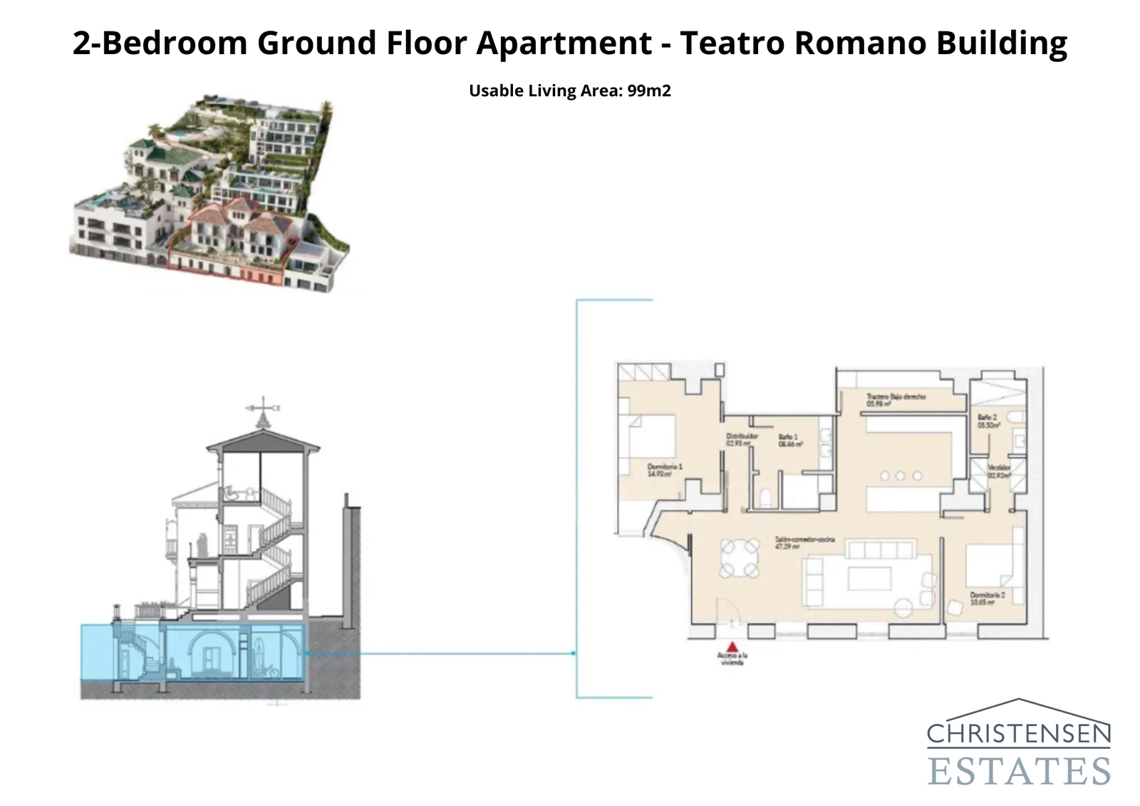Denne to-roms leiligheten i første etasje i Teatro Romano-bygningen tilbyr romslige interiører og enkel tilgang til en privat terrasse.