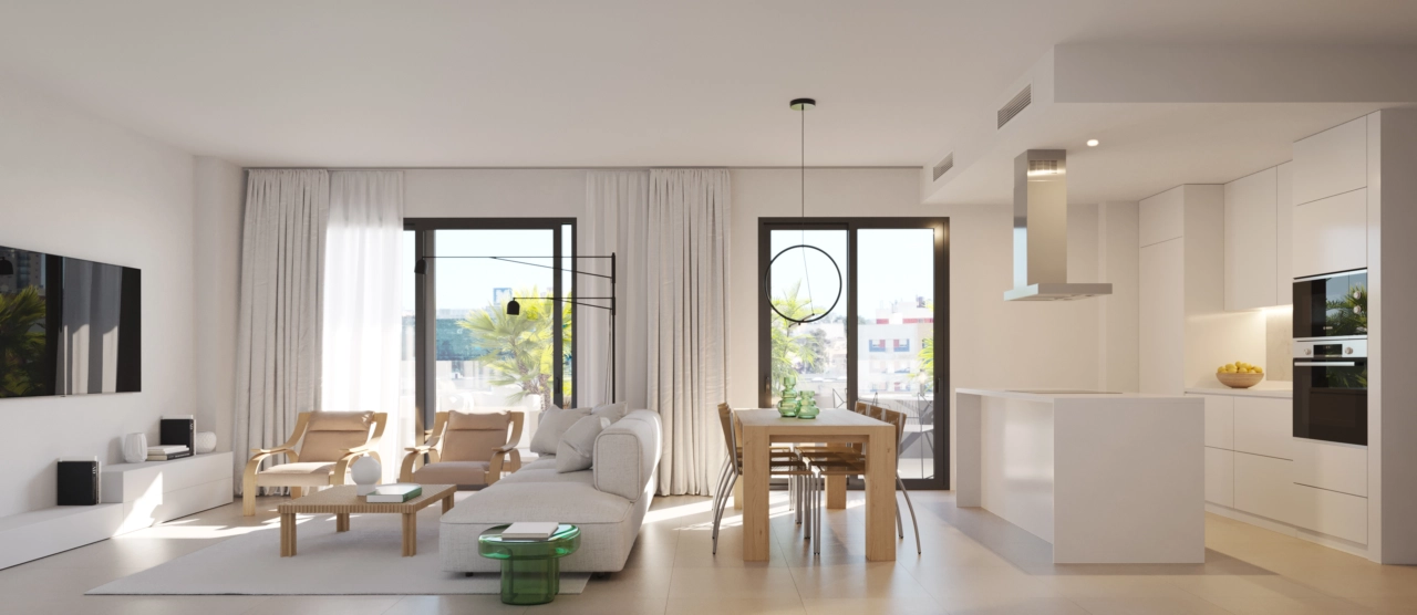 Lyse, åpne oppholdsrom er designet for komfort og moderne livsstil.