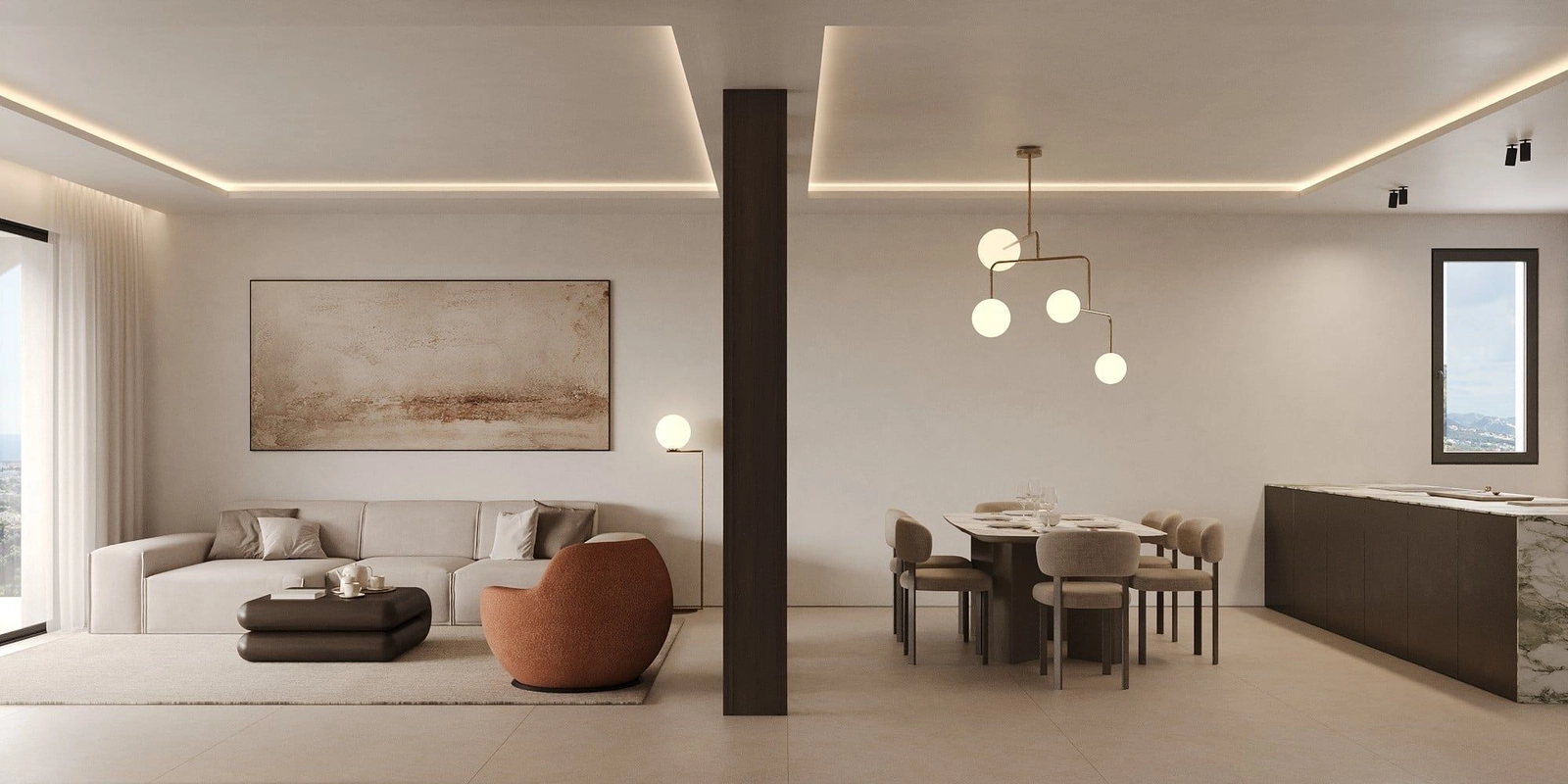 Åpne interiører skaper en følelse av rom og lys, ideelt for moderne livsstil.