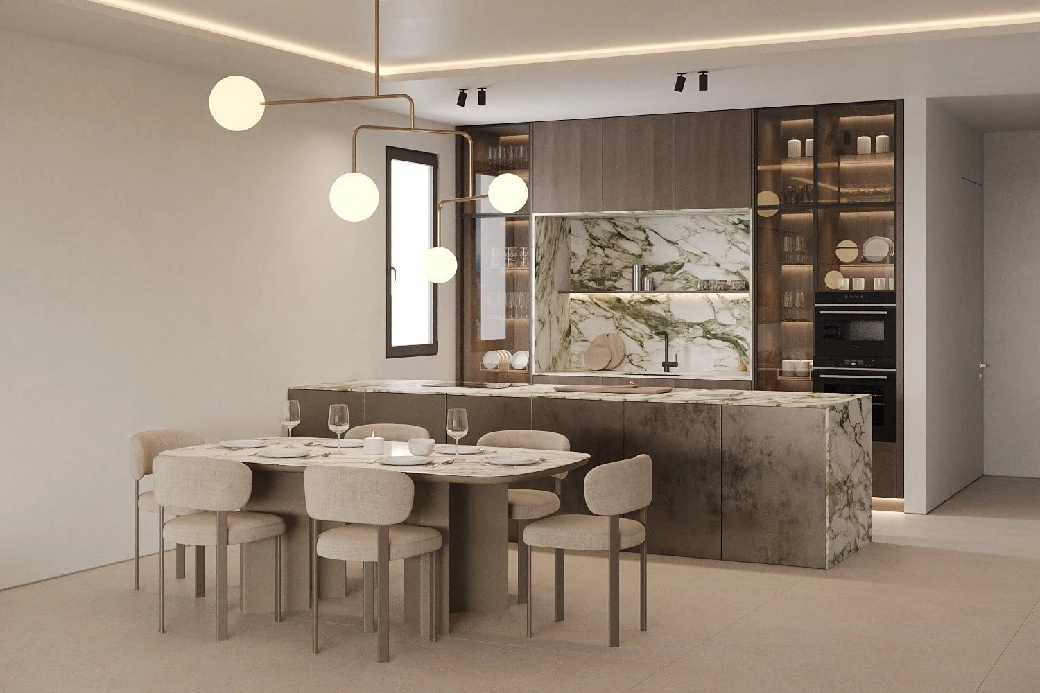 Et moderne kjøkken med førsteklasses utførelse, designet for å være både vakkert og funksjonelt.