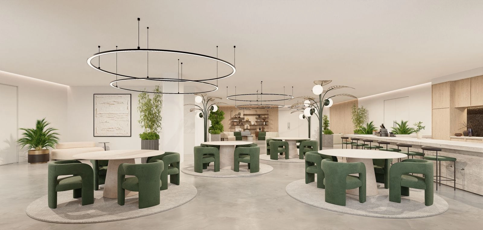 Den stilfulle beboerloungen, et komfortabelt sted for sosialt samvær eller avslapning.