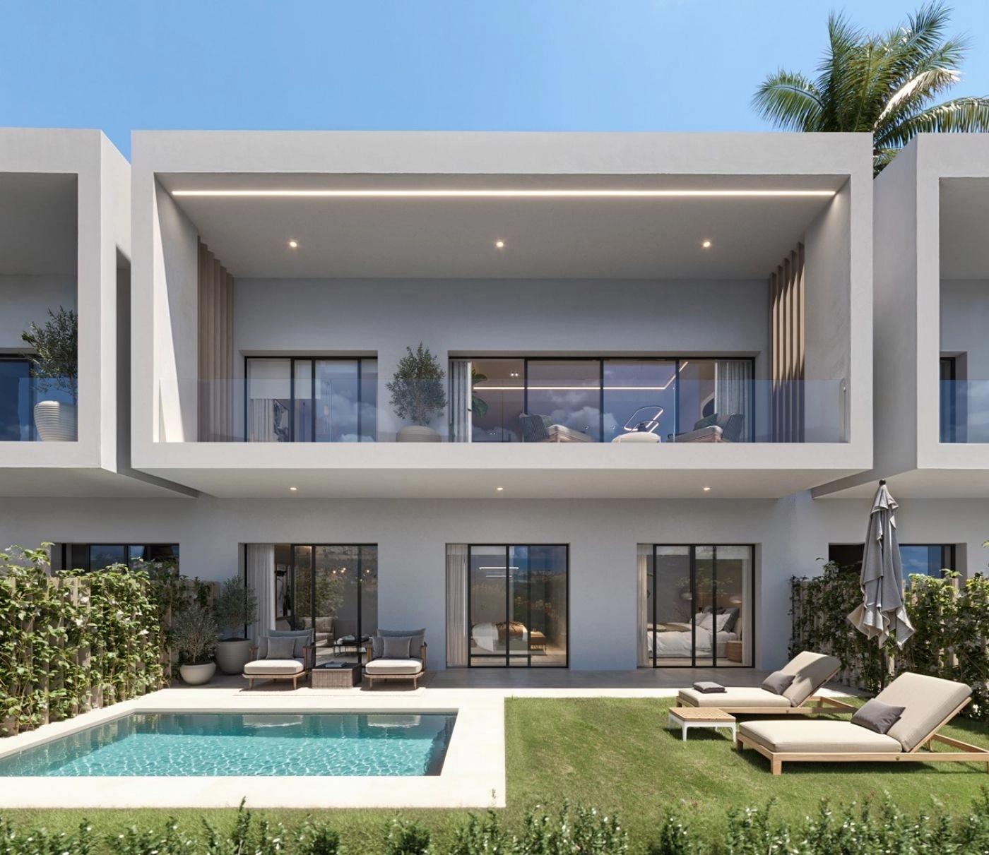 Hver villa har et privat svømmebasseng og hage, din personlige oase for å nyte det fantastiske spanske klimaet.