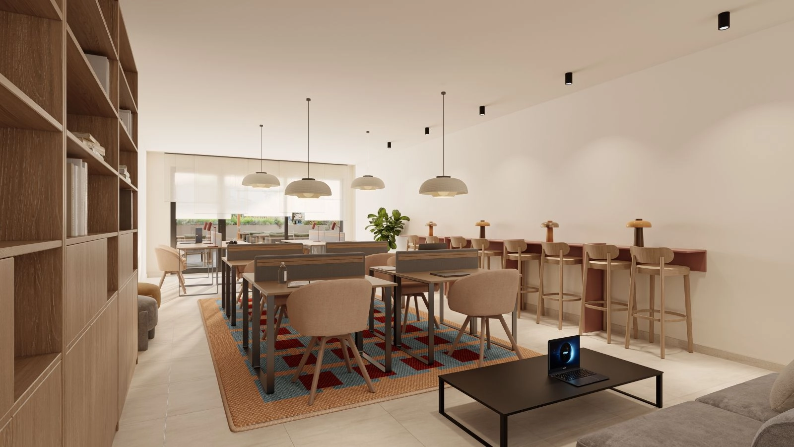 Et moderne coworking-område designet for produktivitet og komfort, perfekt for den nye måten å jobbe på.