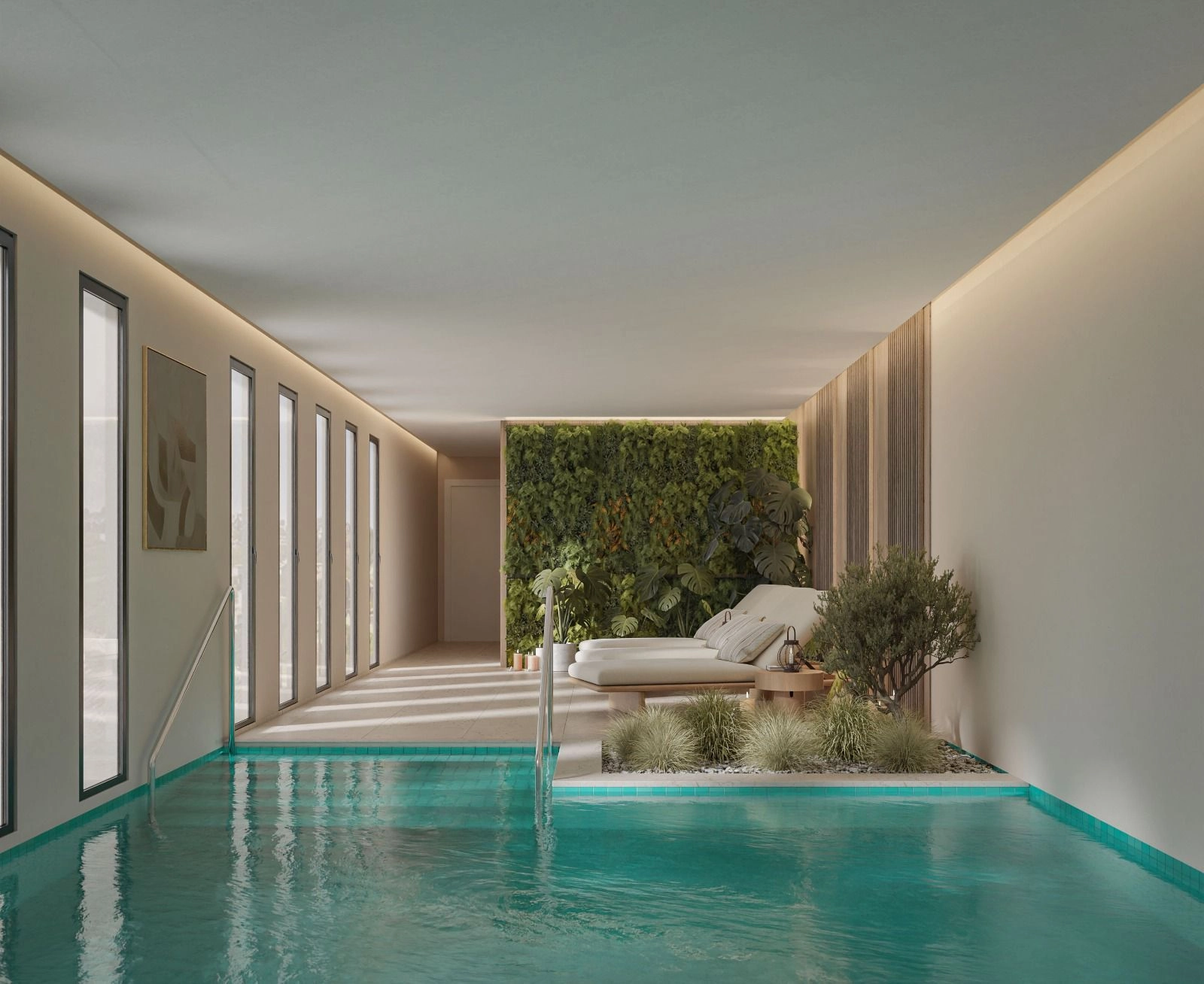 Beboernes eksklusive spa-område, et perfekt sted for egenpleie, avslapning og velvære.