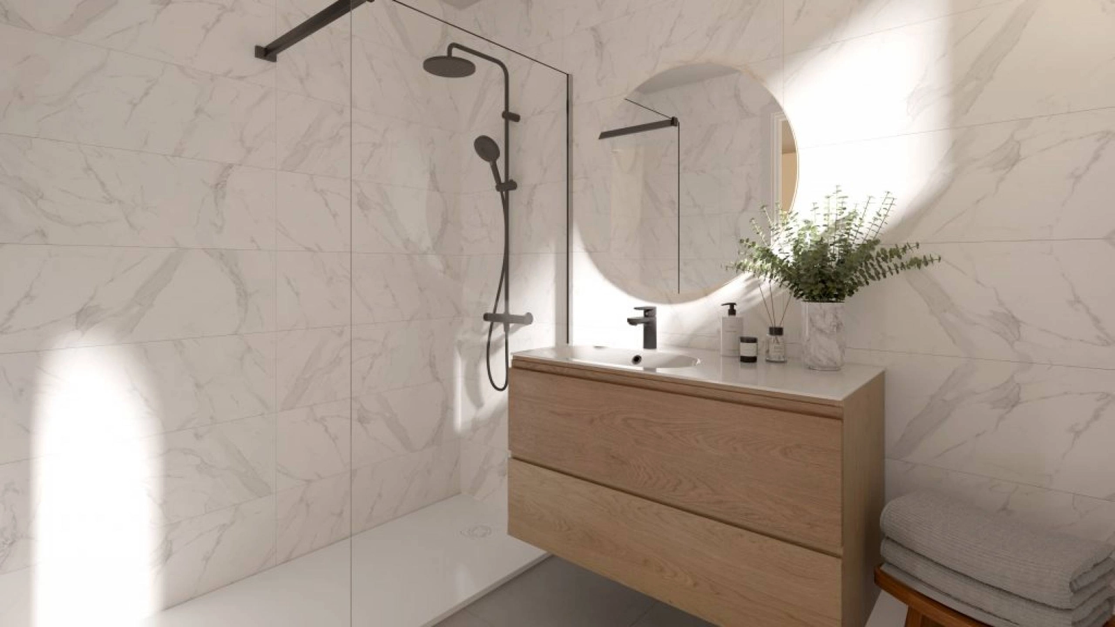 Moderne bad med materialer av høy kvalitet og moderne design for en spa-lignende opplevelse.