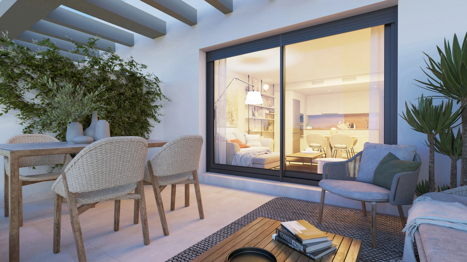 Nyt rolige kvelder på din private terrasse, perfekt for middag eller avslapning.