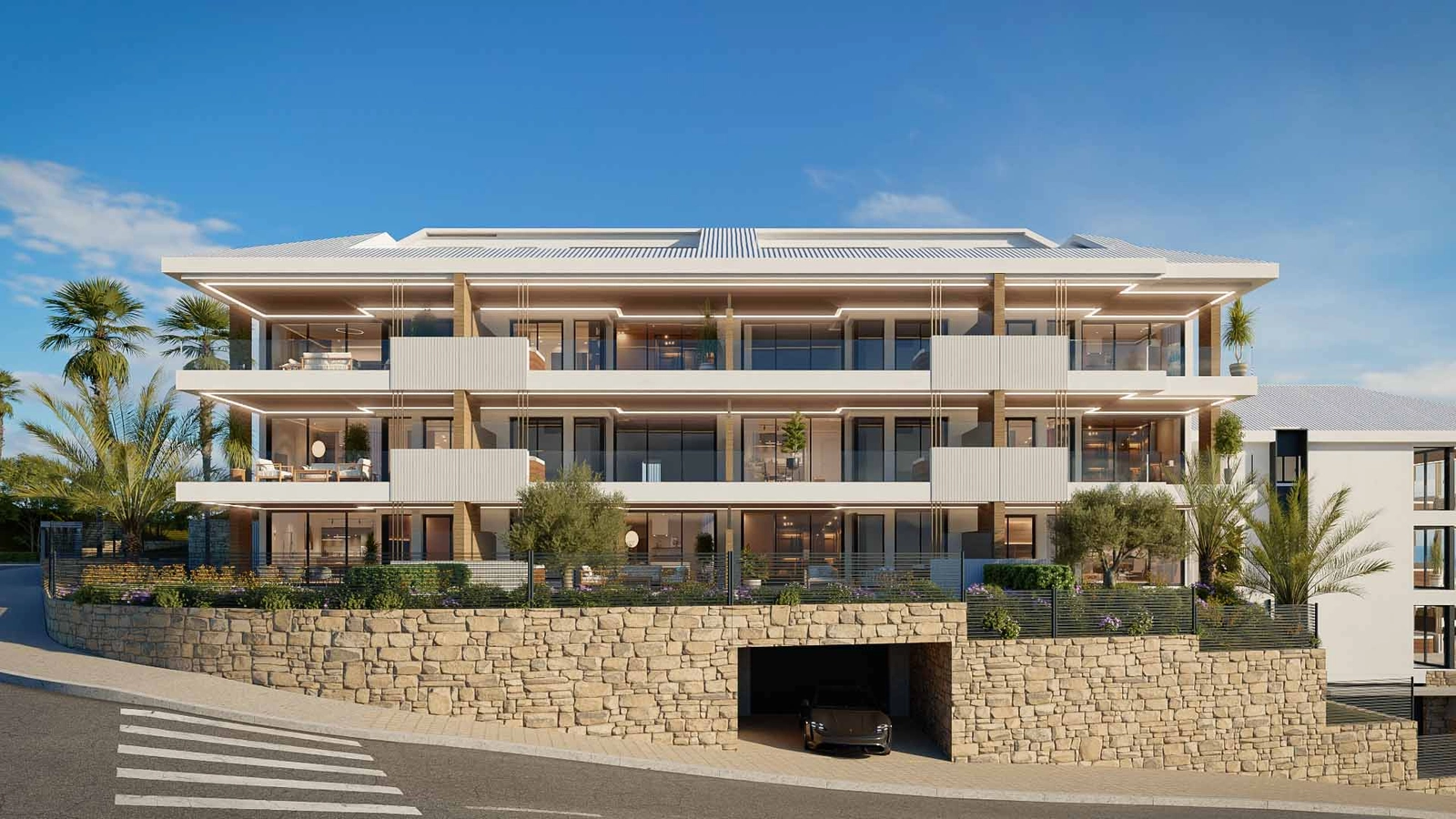 Prosjektets moderne arkitektur blender vakkert inn i de naturlige omgivelsene.