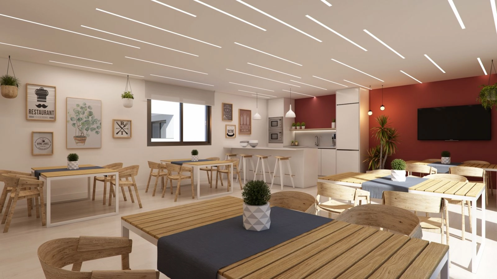 En allsidig co-working og gourmet-lounge hvor beboerne kan jobbe, møtes eller slappe av i komfort.