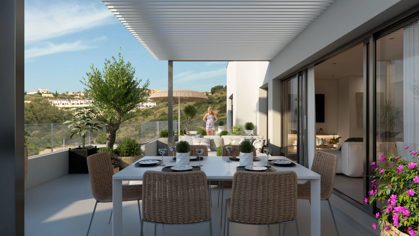 Nyt middager med familie og venner på din private terrasse, omgitt av vakker natur og havbris.