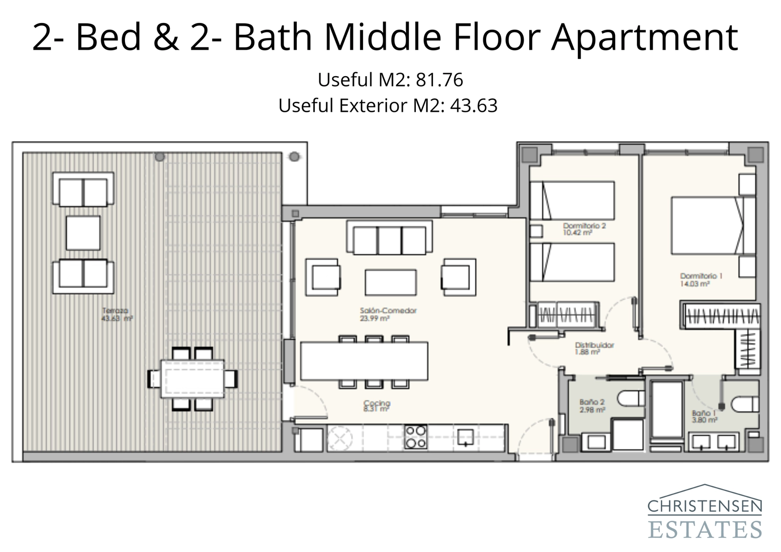 Romslig to-roms leilighet i mellometasjen med en stor terrasse for å nyte klimaet på Costa del Sol.