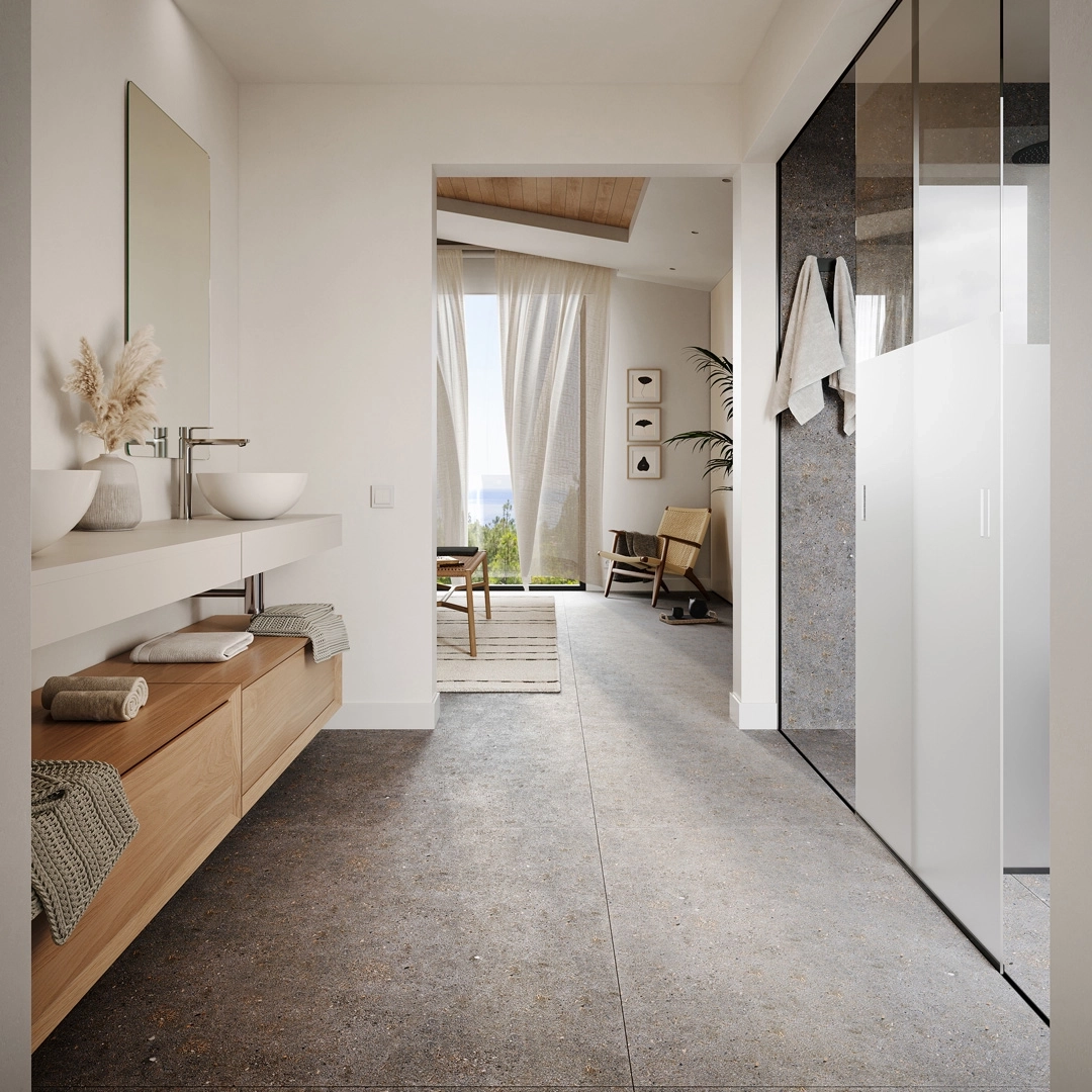 Elegante og moderne bad utstyrt med inventar og finish av høy kvalitet for en spa-lignende opplevelse hjemme.