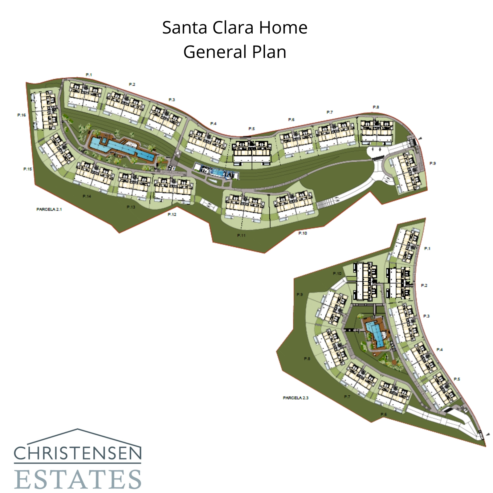 Tomteplanen viser den gjennomtenkte utformingen av prosjektet, som maksimerer utsikt, privatliv og grøntområder for alle beboere.