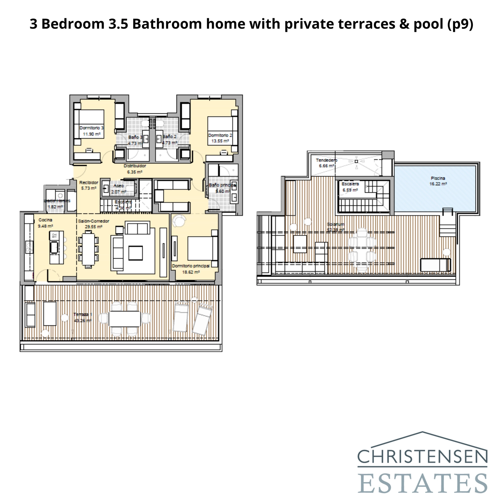 En tre-roms bolig med et ekspansivt oppholdsrom, private terrasser og eget takbasseng for den ultimate luksuriøse livsstilen.
