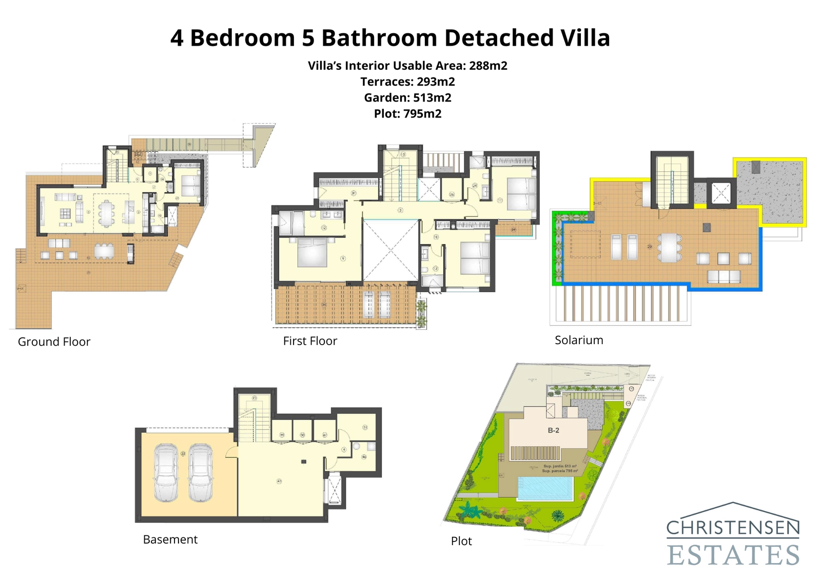 Denne romslige planløsningen med fire soverom er designet for komfort og luksus, med sjenerøse oppholdsrom, bad en suite og flere terrasser.