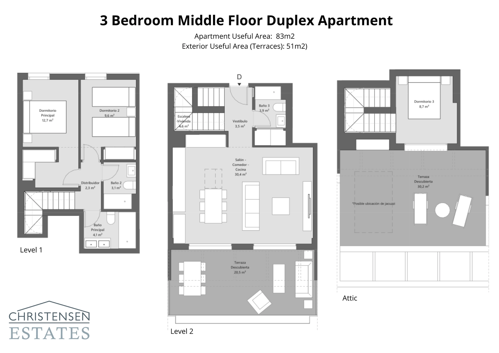 Oppdag den intelligente designen til denne dupleksleiligheten med tre soverom, som tilbyr flere terrasser over to plan for å maksimere sollys og utsikt over Costa del Sol.