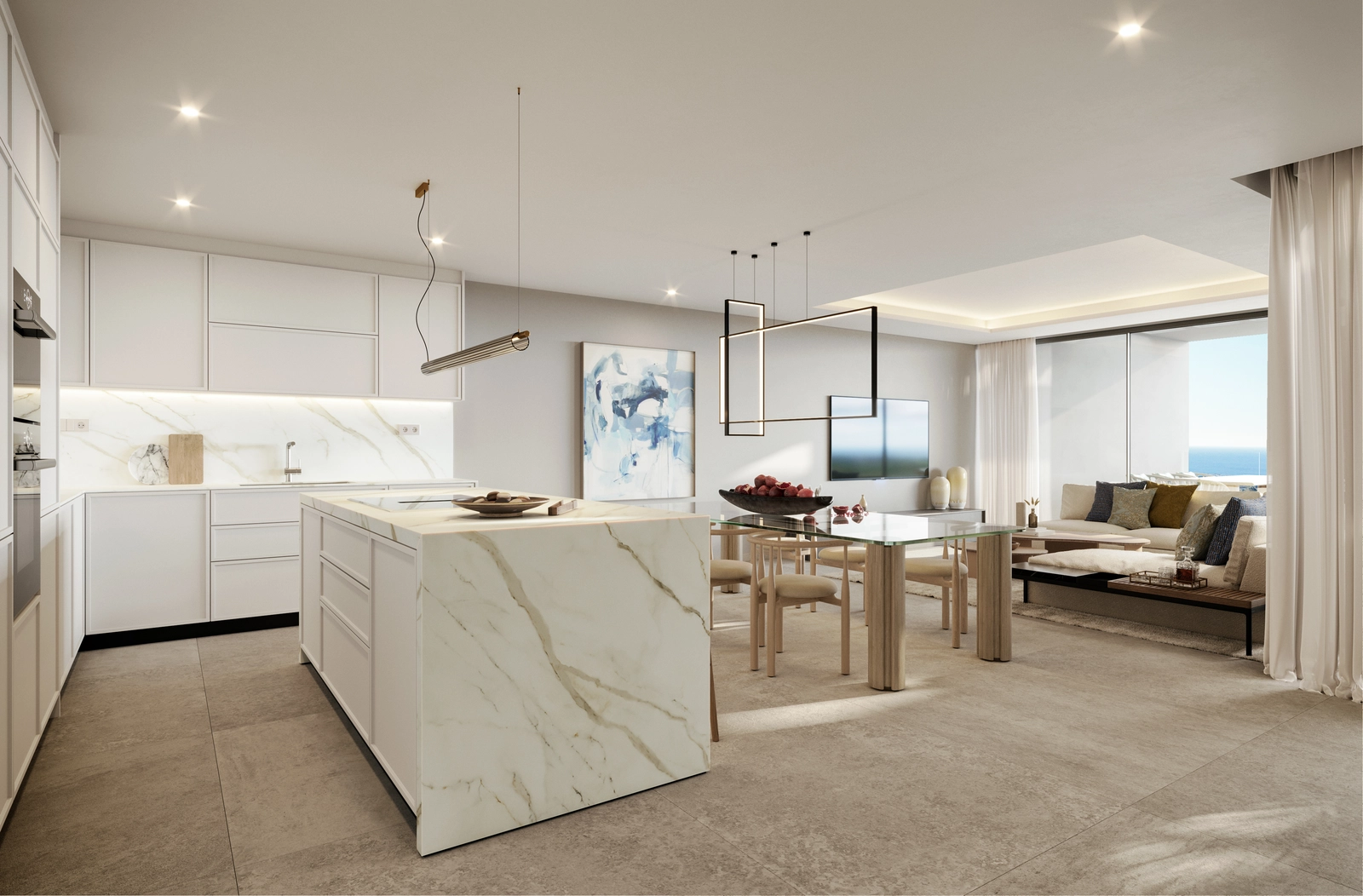 Slanke, minimalistiske kjøkken er designet for både moderne funksjon og stil.