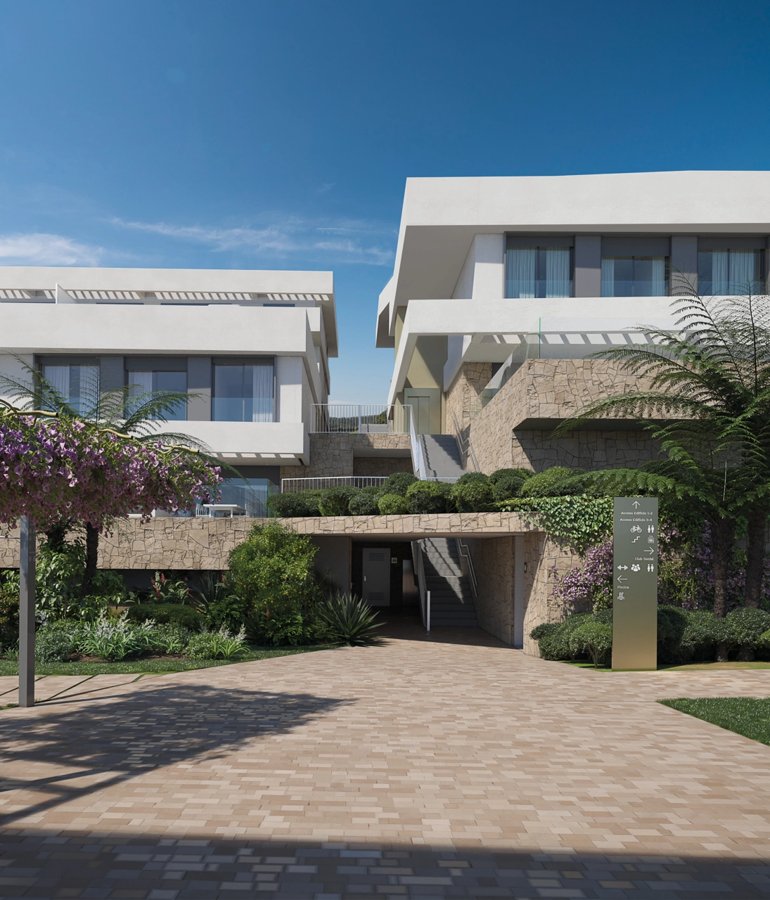 Den elegante inngangen ønsker deg velkommen hjem til dette eksklusive private området.