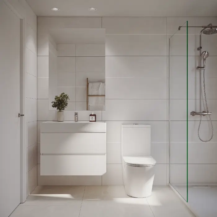 De sekundære badene opprettholder den samme høye standarden for moderne design og kvalitet.